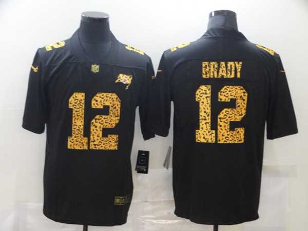 Men%27s Tampa Bay Buccaneers #12 Tom Brady 2020 Black Leopard Print Fashion Limited Football Stitched Jersey Dzhi